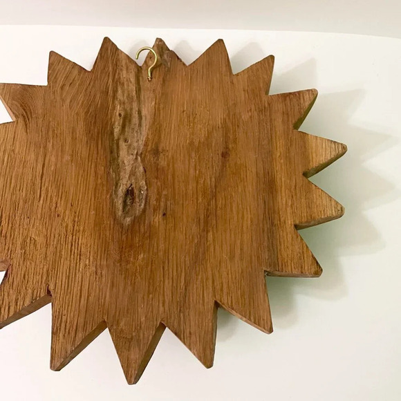 Vintage Wooden Carved Sun Moon Unity Wall Plaque 16 Inch Art - Picture 11 of 12